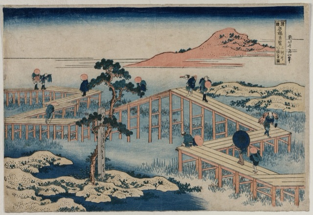 三河の八ツ橋の古図（葛飾北齋）
