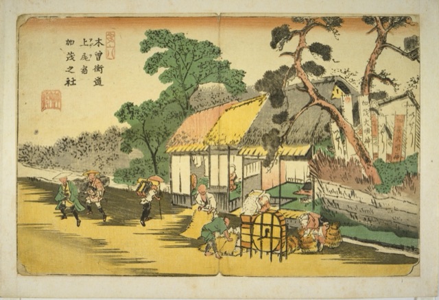 木曽街道上尾宿加茂之社（渓斎英泉）