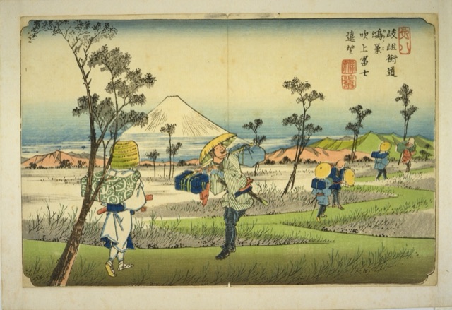 岐岨街道鴻巣吹上富士遠望（渓斎英泉）