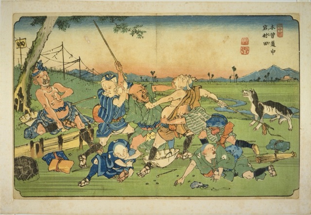 木曽道中岩村田（渓斎英泉）